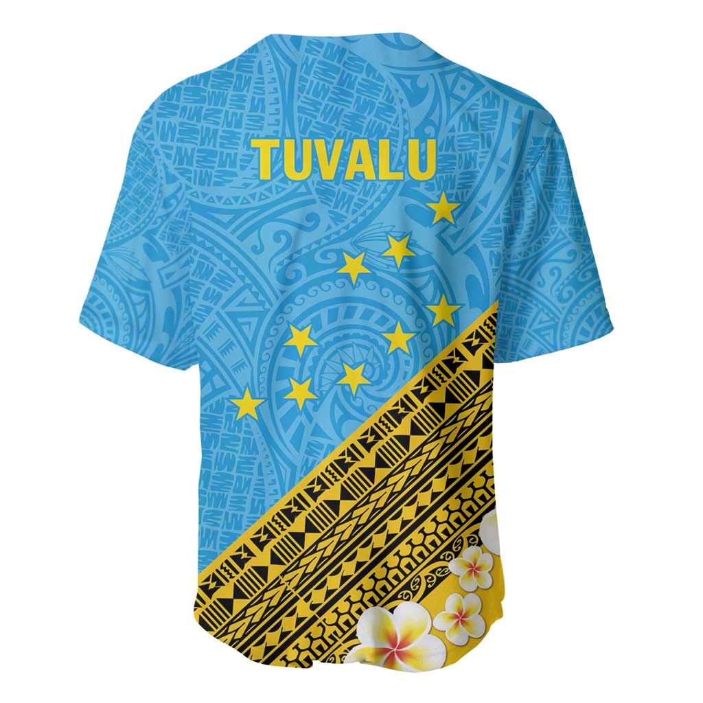 Tuvalu Plumeria Flowers Baseball Jersey Polynesian Tribal Pattern LT9 - Polynesian Pride