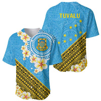 Tuvalu Plumeria Flowers Baseball Jersey Polynesian Tribal Pattern LT9 - Polynesian Pride