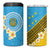 Tuvalu Plumeria Flowers 4 in 1 Can Cooler Tumbler Polynesian Tribal Pattern