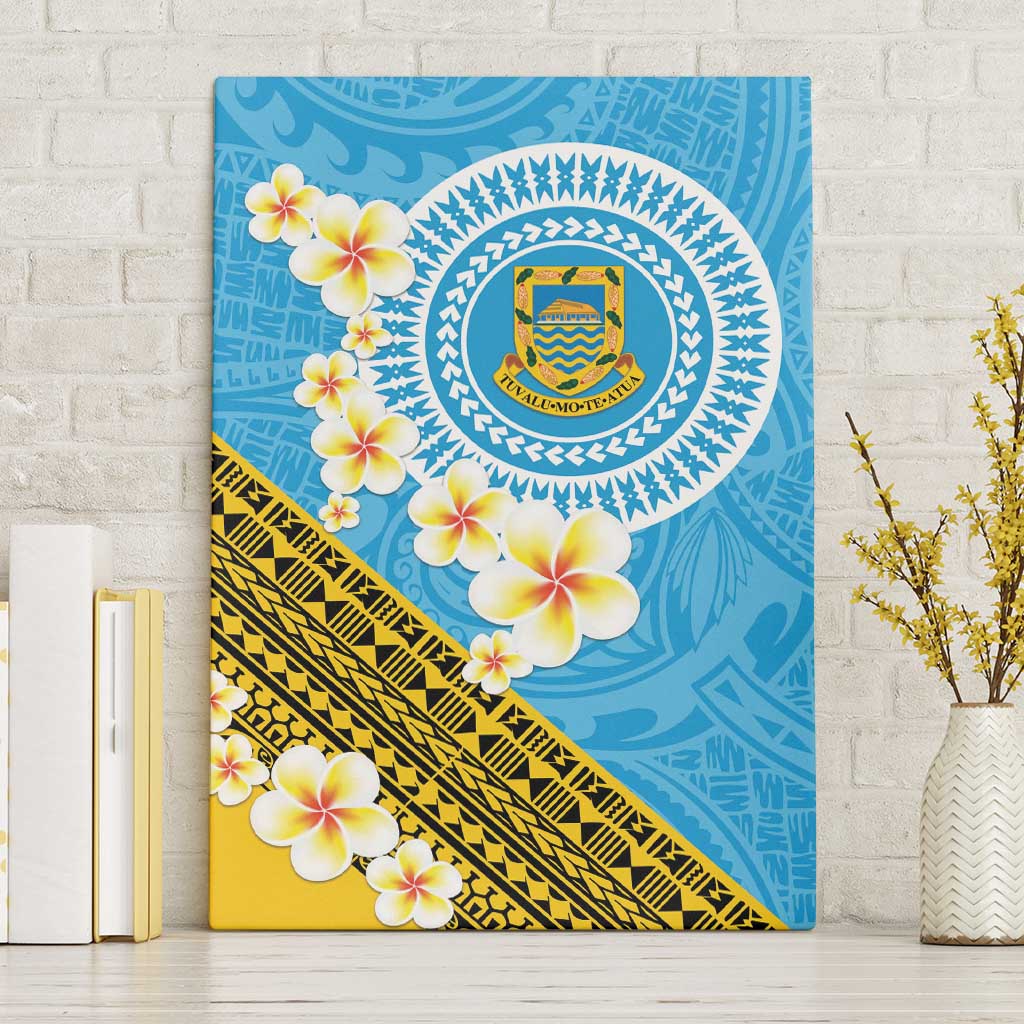 Tuvalu Plumeria Flowers Canvas Wall Art Polynesian Tribal Pattern LT9 Without Frame Blue - Polynesian Pride