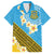 Tuvalu Plumeria Flowers Family Matching Short Sleeve Bodycon Dress and Hawaiian Shirt Polynesian Tribal Pattern