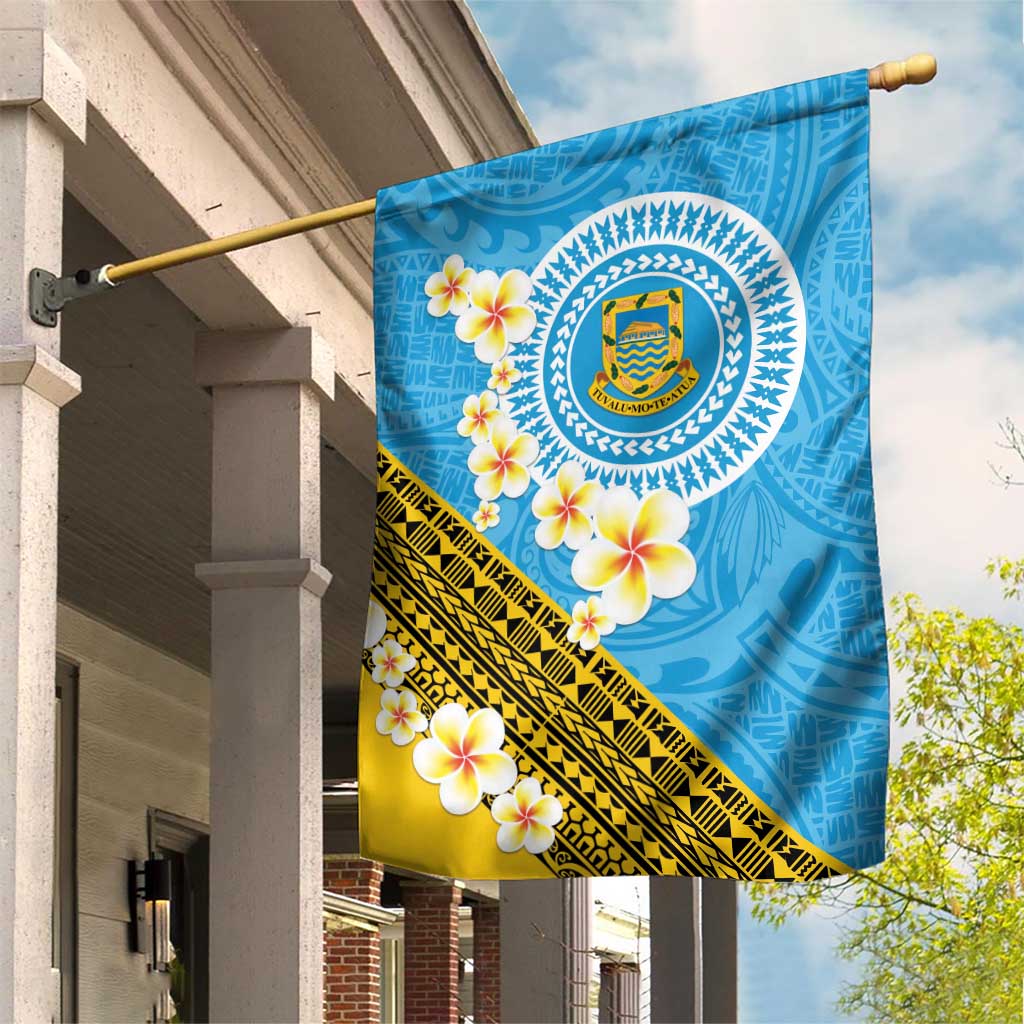 Tuvalu Plumeria Flowers Garden Flag Polynesian Tribal Pattern LT9 House Flag Blue - Polynesian Pride