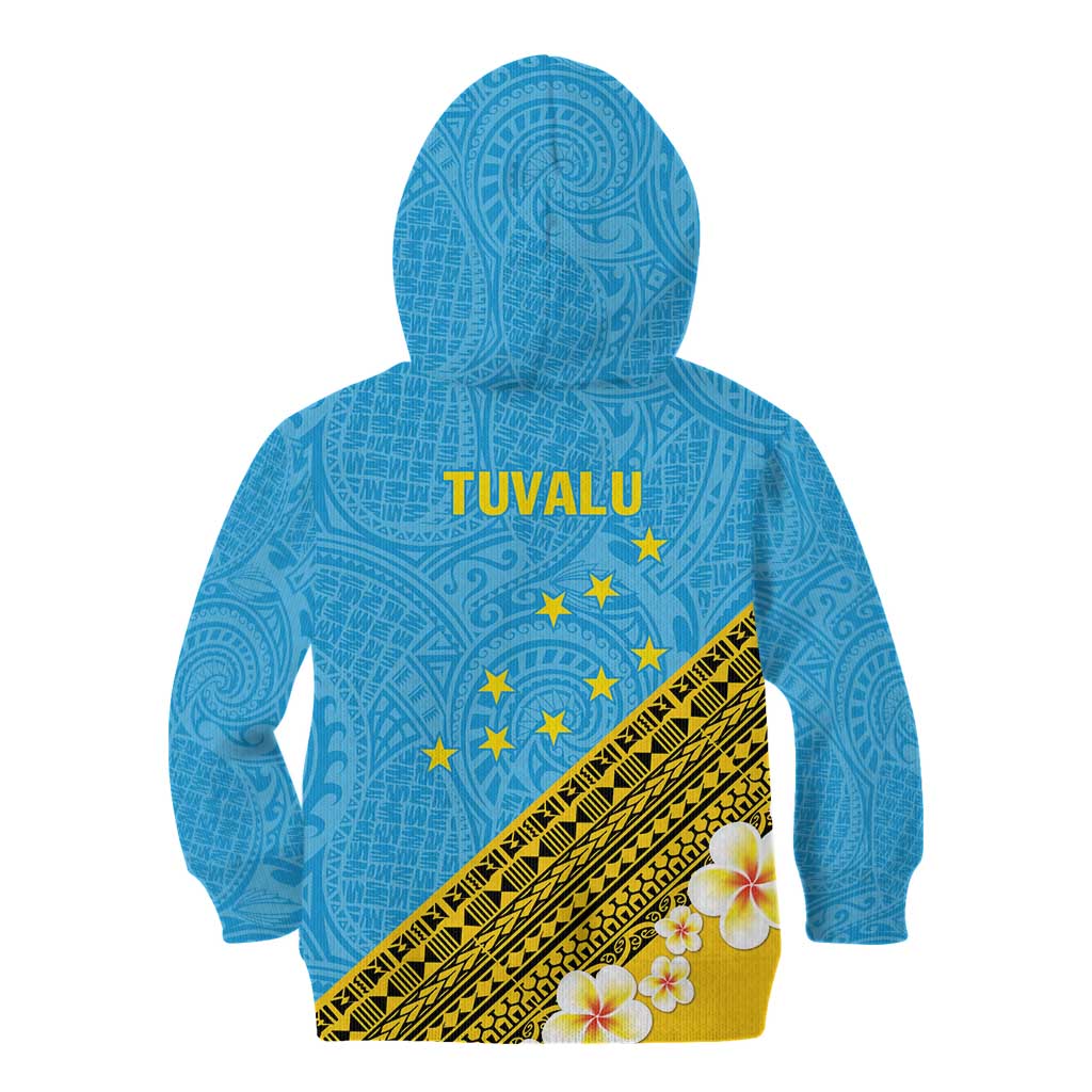 Tuvalu Plumeria Flowers Kid Hoodie Polynesian Tribal Pattern LT9 - Polynesian Pride