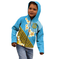 Tuvalu Plumeria Flowers Kid Hoodie Polynesian Tribal Pattern LT9 - Polynesian Pride
