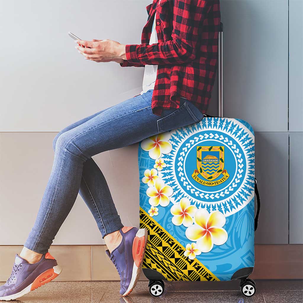 Tuvalu Plumeria Flowers Luggage Cover Polynesian Tribal Pattern LT9 - Polynesian Pride