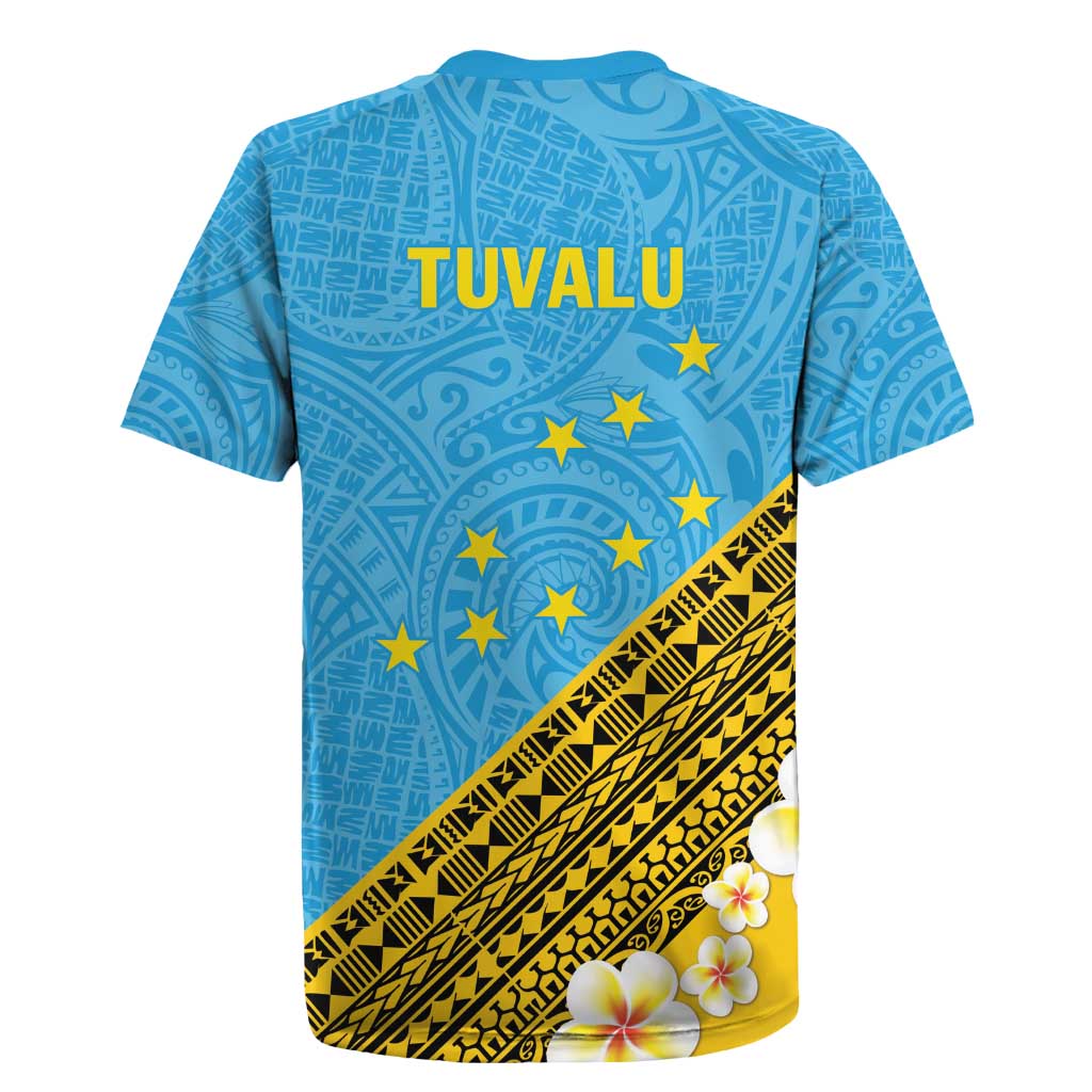 Tuvalu Plumeria Flowers Rugby Jersey Polynesian Tribal Pattern LT9 - Polynesian Pride