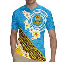 Tuvalu Plumeria Flowers Rugby Jersey Polynesian Tribal Pattern LT9 - Polynesian Pride