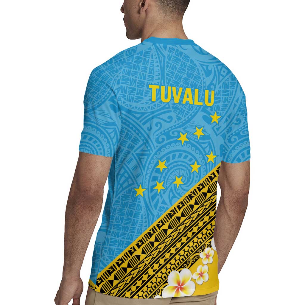 Tuvalu Plumeria Flowers Rugby Jersey Polynesian Tribal Pattern LT9 - Polynesian Pride