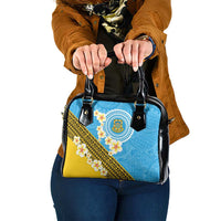 Tuvalu Plumeria Flowers Shoulder Handbag Polynesian Tribal Pattern LT9 One Size Blue - Polynesian Pride