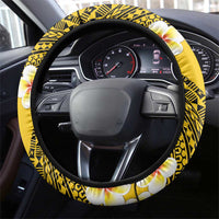 Tuvalu Plumeria Flowers Steering Wheel Cover Polynesian Tribal Pattern LT9 - Polynesian Pride