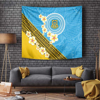 Tuvalu Plumeria Flowers Tapestry Polynesian Tribal Pattern LT9 Blue - Polynesian Pride