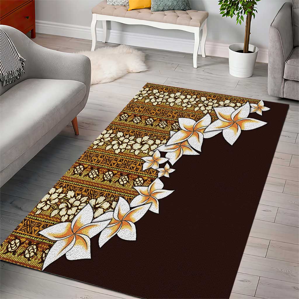 Vintage Hibiscus Turtle Pattern Area Rug with Plumeria Half Style LT9 - Polynesian Pride
