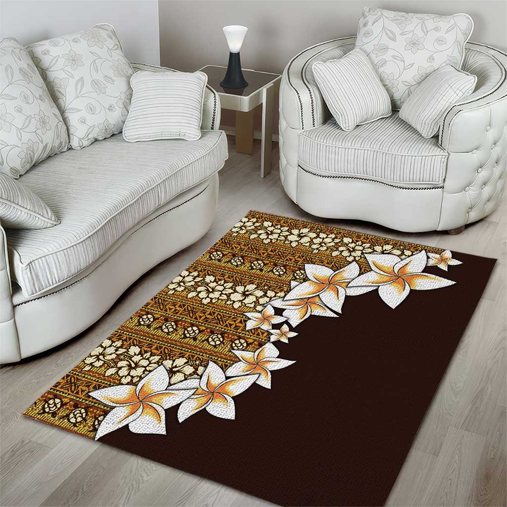 Vintage Hibiscus Turtle Pattern Area Rug with Plumeria Half Style LT9 - Polynesian Pride