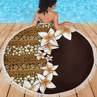 Vintage Hibiscus Turtle Pattern Beach Blanket with Plumeria Half Style LT9 - Polynesian Pride