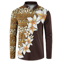 Vintage Hibiscus Turtle Pattern Button Sweatshirt with Plumeria Half Style LT9 Gold - Polynesian Pride