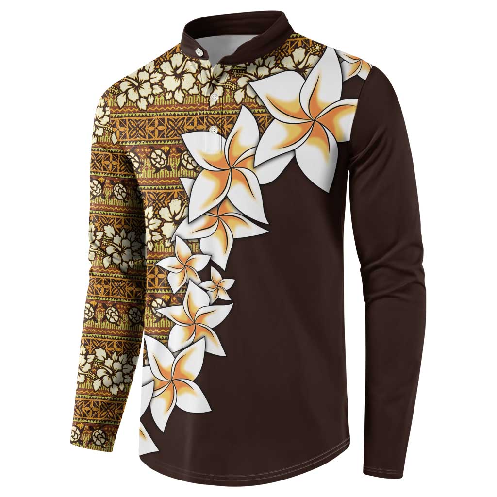 Vintage Hibiscus Turtle Pattern Button Sweatshirt with Plumeria Half Style LT9 - Polynesian Pride