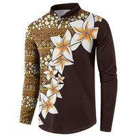 Vintage Hibiscus Turtle Pattern Button Sweatshirt with Plumeria Half Style LT9 - Polynesian Pride