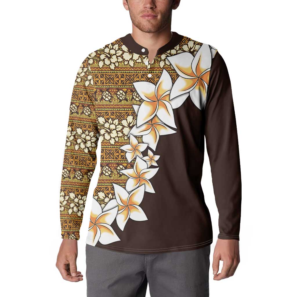 Vintage Hibiscus Turtle Pattern Button Sweatshirt with Plumeria Half Style LT9 - Polynesian Pride