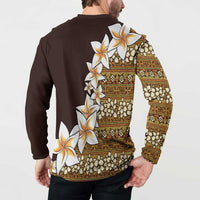 Vintage Hibiscus Turtle Pattern Button Sweatshirt with Plumeria Half Style LT9 - Polynesian Pride
