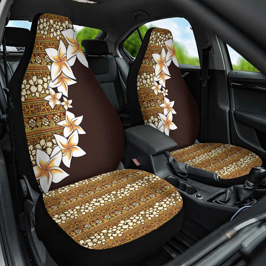Vintage Hibiscus Turtle Pattern Car Seat Cover with Plumeria Half Style LT9 One Size Gold - Polynesian Pride