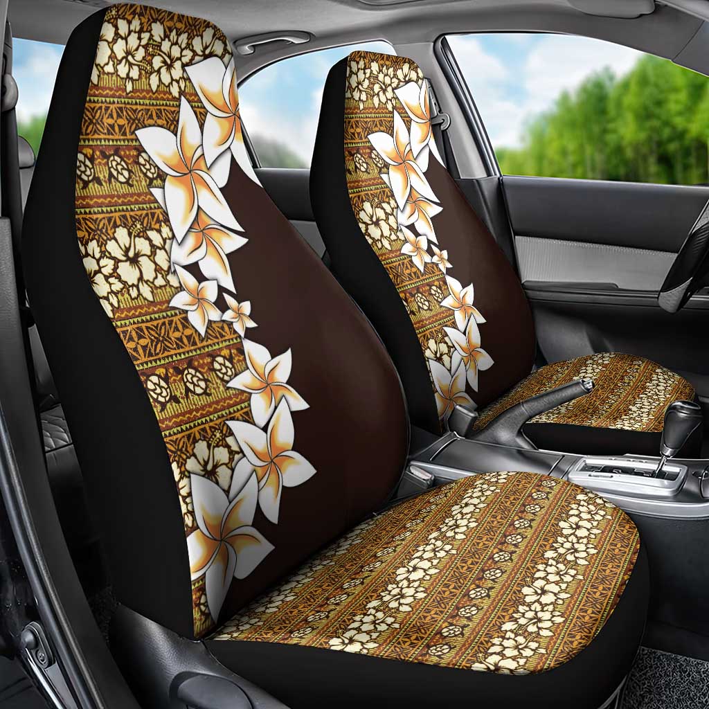 Vintage Hibiscus Turtle Pattern Car Seat Cover with Plumeria Half Style LT9 - Polynesian Pride