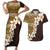 Vintage Hibiscus Turtle Pattern Couples Matching Short Sleeve Bodycon Dress and Hawaiian Shirt with Plumeria Half Style