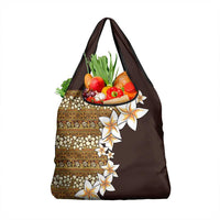 Vintage Hibiscus Turtle Pattern Grocery Bag with Plumeria Half Style LT9 1-pack One Size Gold - Polynesian Pride