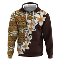 Vintage Hibiscus Turtle Pattern Hoodie with Plumeria Half Style LT9 Pullover Hoodie Gold - Polynesian Pride