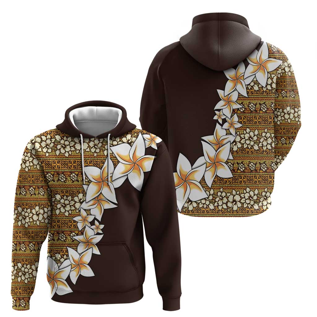 Vintage Hibiscus Turtle Pattern Hoodie with Plumeria Half Style LT9 - Polynesian Pride