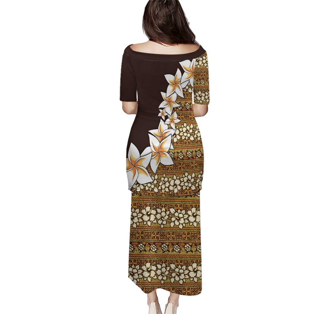 Vintage Hibiscus Turtle Pattern Puletasi with Plumeria Half Style LT9 - Polynesian Pride