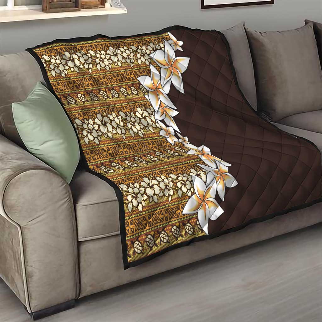 Vintage Hibiscus Turtle Pattern Quilt with Plumeria Half Style LT9 - Polynesian Pride