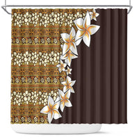 Vintage Hibiscus Turtle Pattern Shower Curtain with Plumeria Half Style LT9 Gold - Polynesian Pride