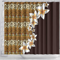 Vintage Hibiscus Turtle Pattern Shower Curtain with Plumeria Half Style LT9 - Polynesian Pride
