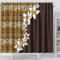 Vintage Hibiscus Turtle Pattern Shower Curtain with Plumeria Half Style LT9 - Polynesian Pride