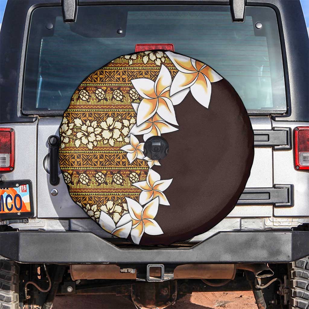 Vintage Hibiscus Turtle Pattern Spare Tire Cover with Plumeria Half Style