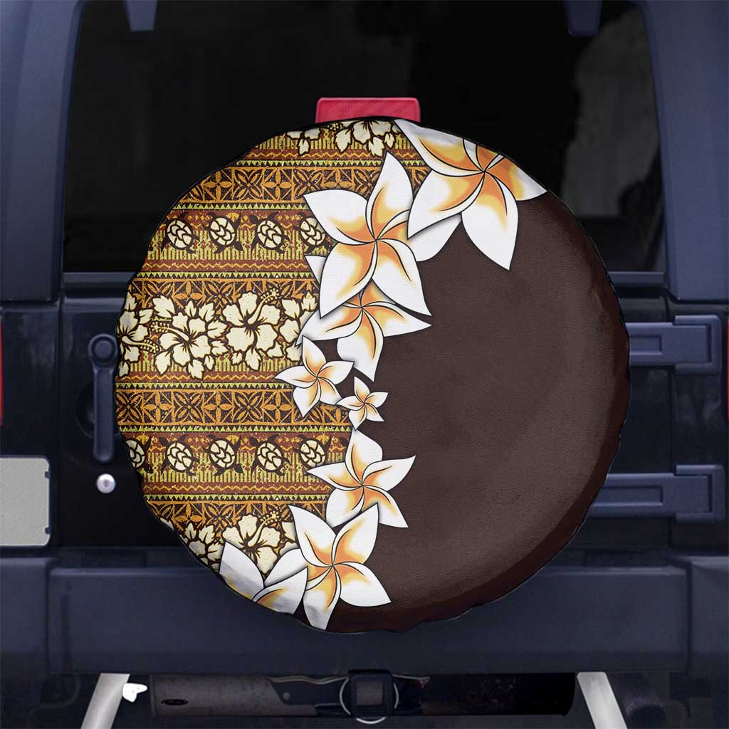 Vintage Hibiscus Turtle Pattern Spare Tire Cover with Plumeria Half Style LT9 - Polynesian Pride