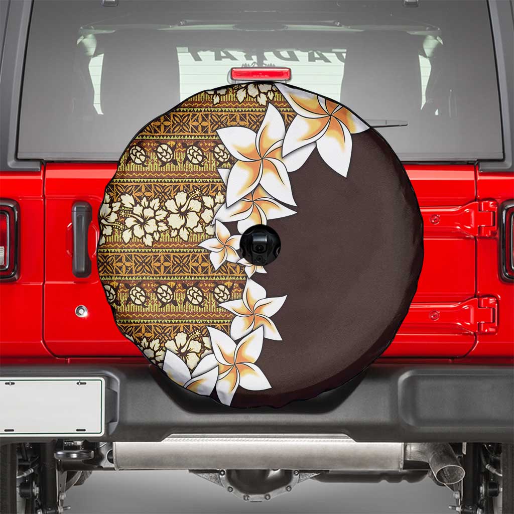 Vintage Hibiscus Turtle Pattern Spare Tire Cover with Plumeria Half Style LT9 - Polynesian Pride