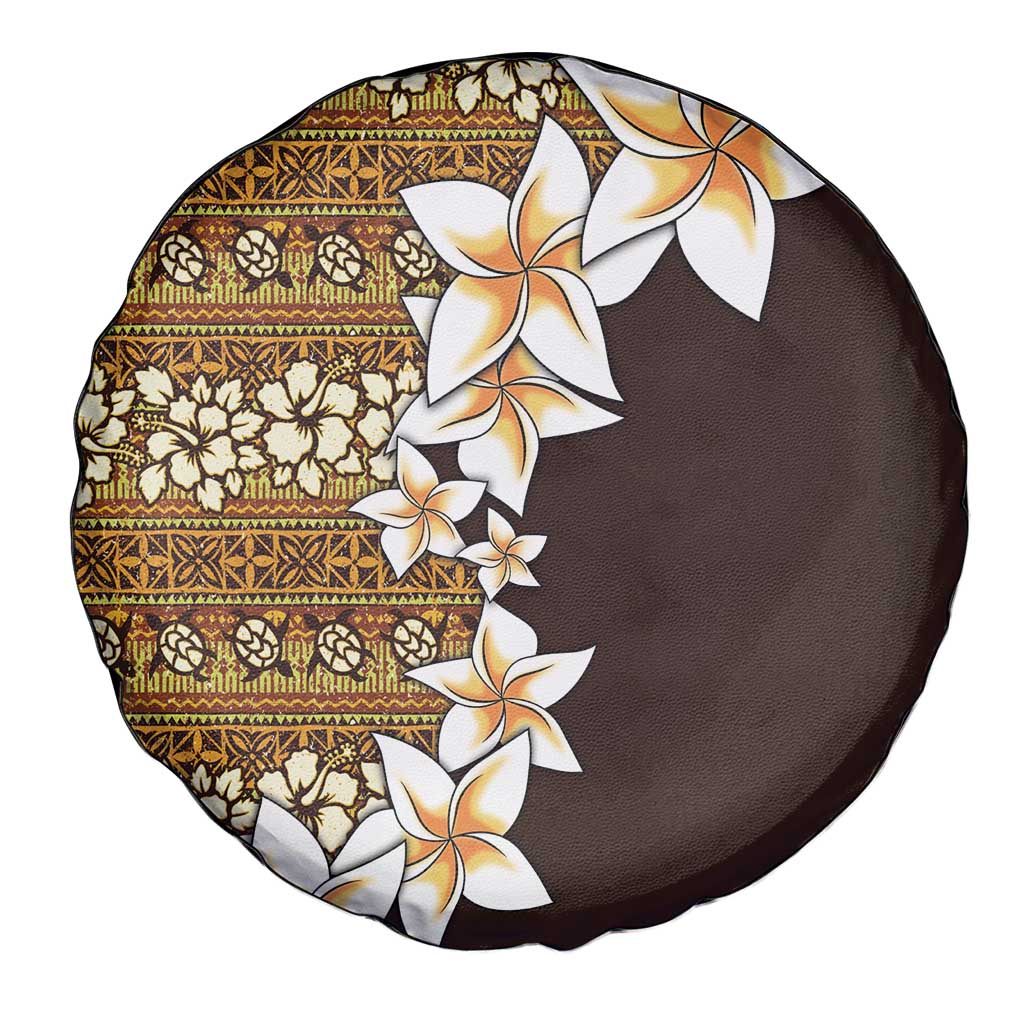 Vintage Hibiscus Turtle Pattern Spare Tire Cover with Plumeria Half Style LT9 - Polynesian Pride