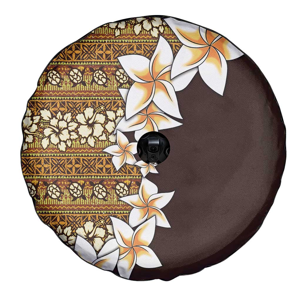 Vintage Hibiscus Turtle Pattern Spare Tire Cover with Plumeria Half Style LT9 - Polynesian Pride