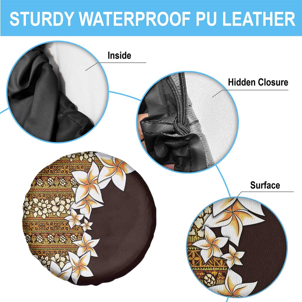 Vintage Hibiscus Turtle Pattern Spare Tire Cover with Plumeria Half Style LT9 - Polynesian Pride