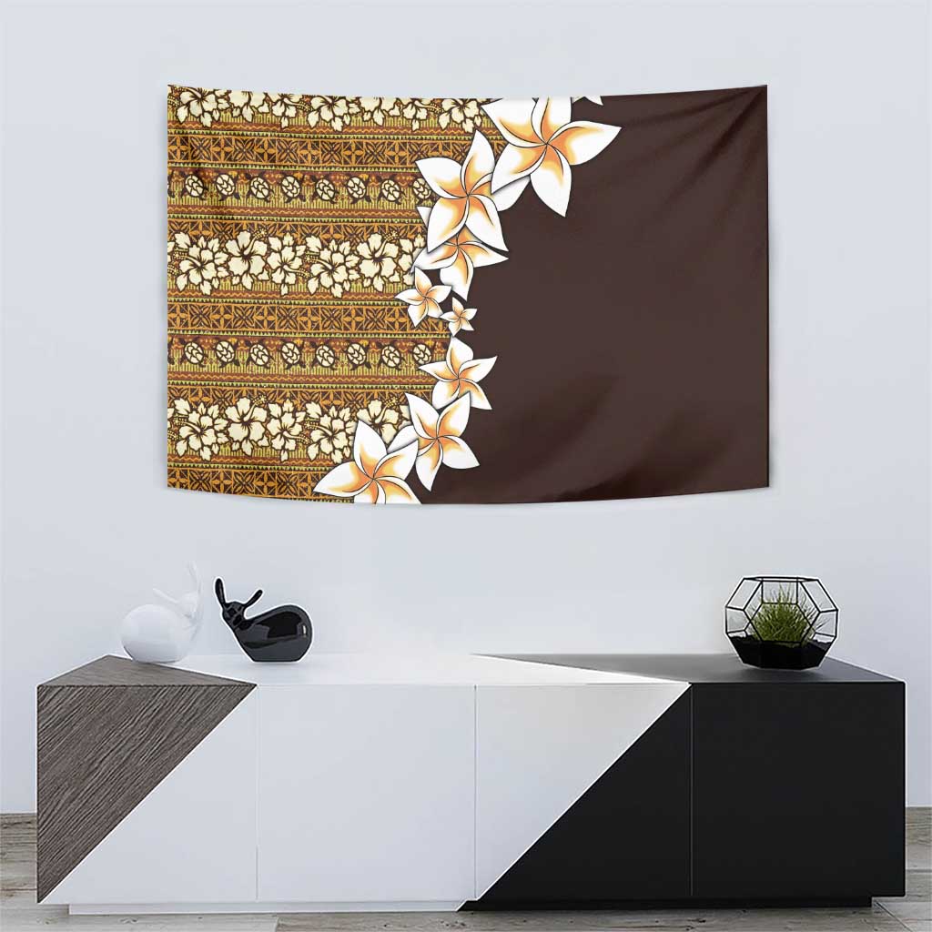 Vintage Hibiscus Turtle Pattern Tapestry with Plumeria Half Style LT9 - Polynesian Pride