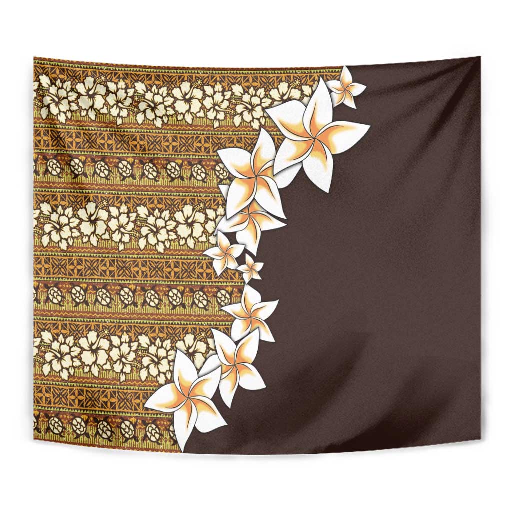 Vintage Hibiscus Turtle Pattern Tapestry with Plumeria Half Style LT9 - Polynesian Pride