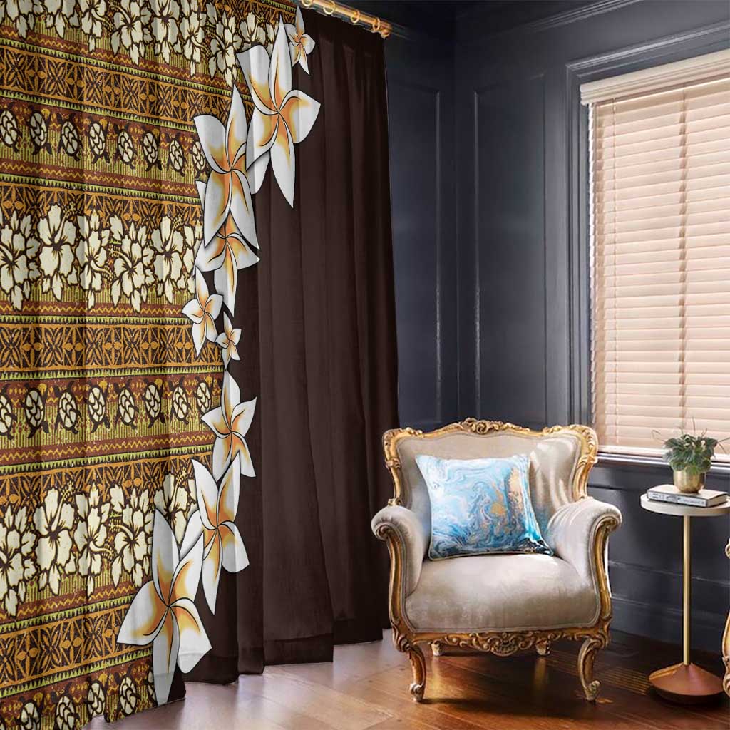 Vintage Hibiscus Turtle Pattern Window Curtain with Plumeria Half Style LT9 - Polynesian Pride