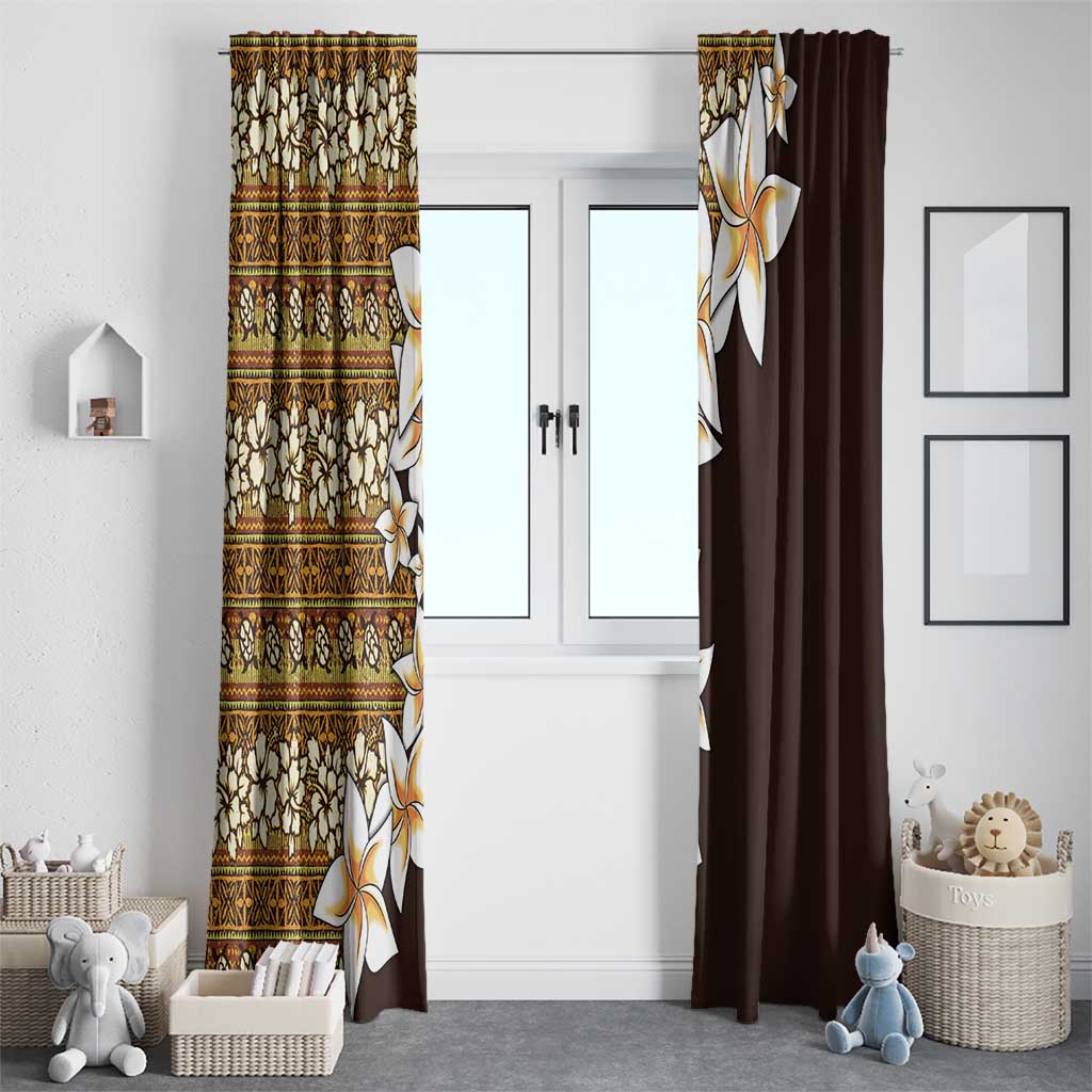 Vintage Hibiscus Turtle Pattern Window Curtain with Plumeria Half Style LT9 - Polynesian Pride