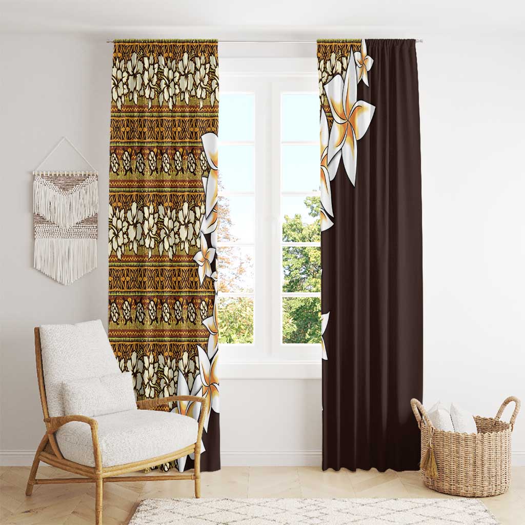 Vintage Hibiscus Turtle Pattern Window Curtain with Plumeria Half Style LT9 - Polynesian Pride