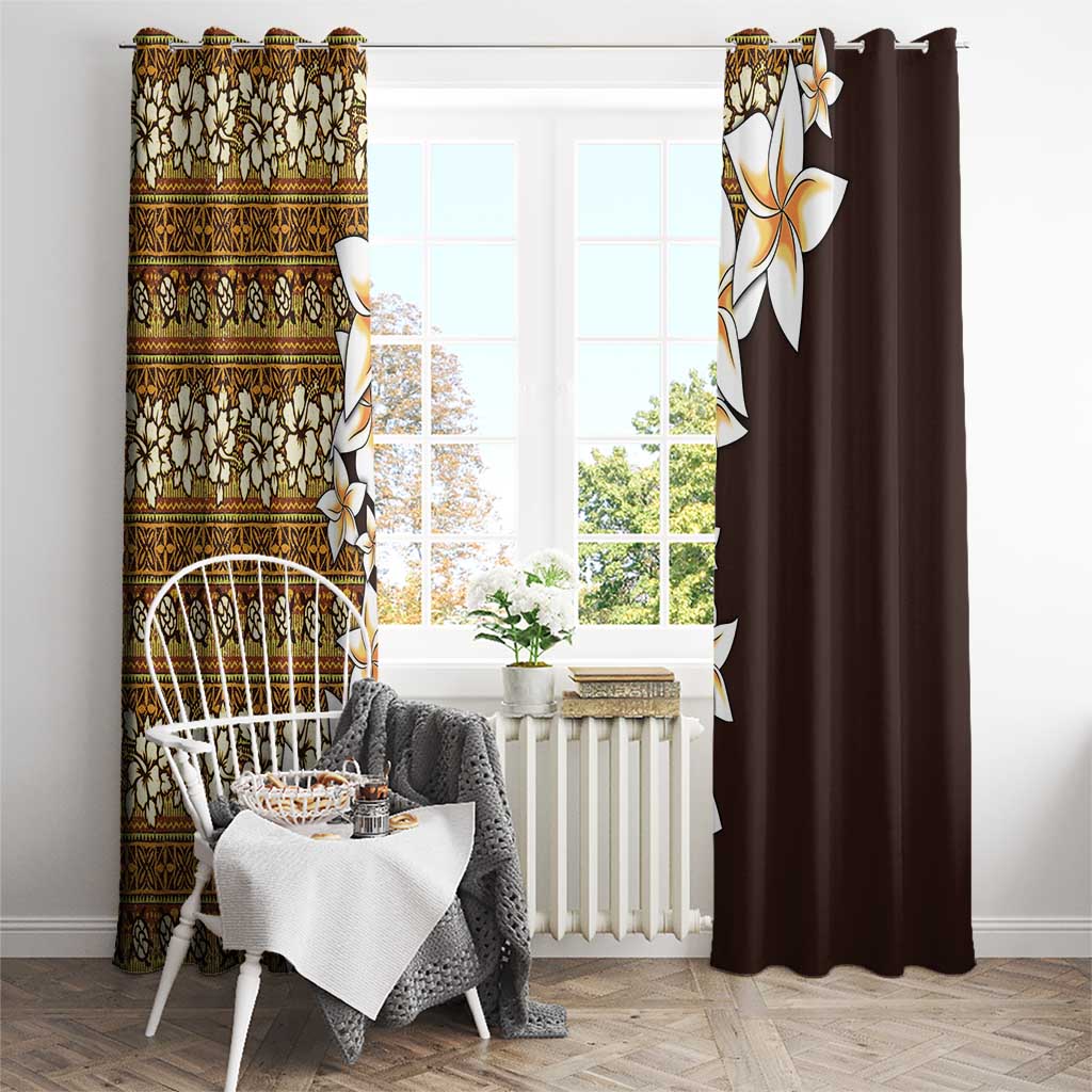 Vintage Hibiscus Turtle Pattern Window Curtain with Plumeria Half Style LT9 - Polynesian Pride