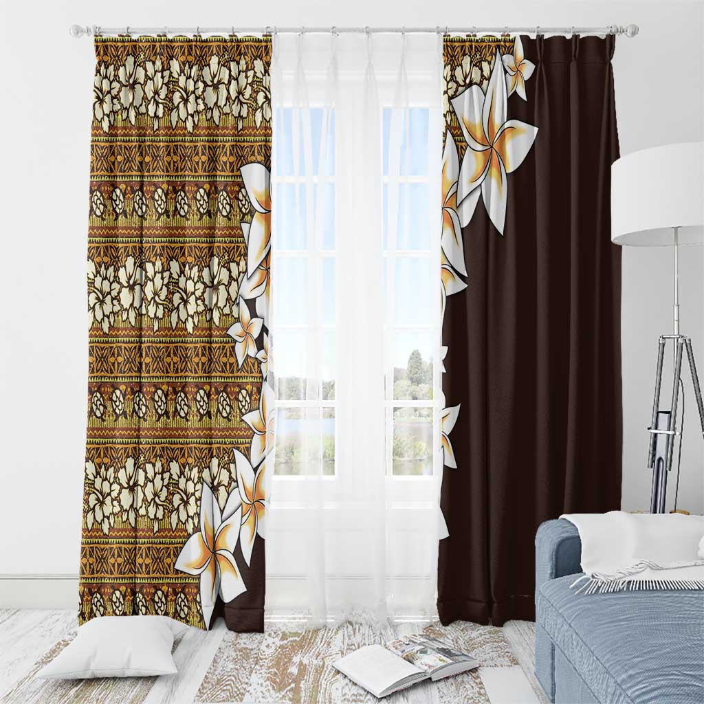 Vintage Hibiscus Turtle Pattern Window Curtain with Plumeria Half Style LT9 - Polynesian Pride