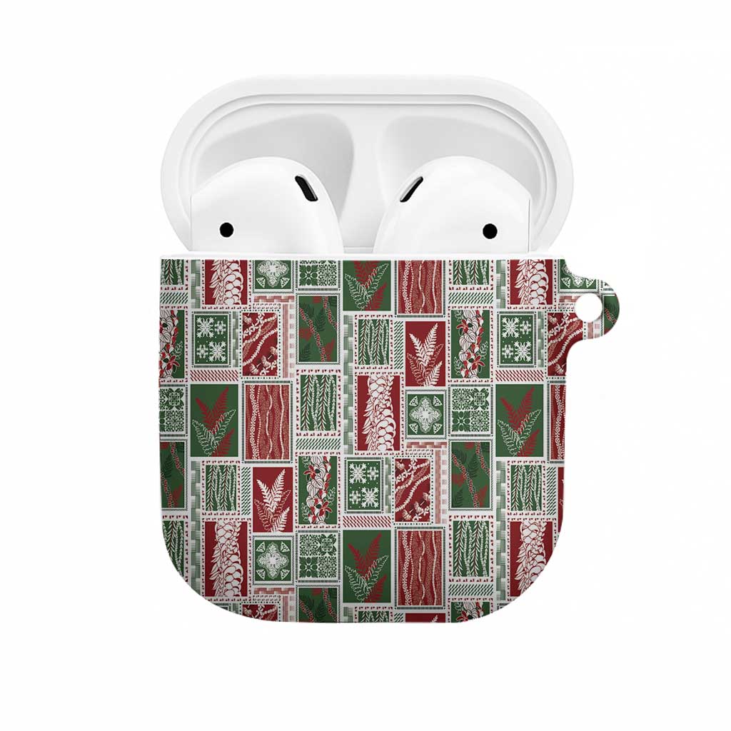 Mele Kalikimaka Hawaiian Quilt and Lei Patchwork AirPods Case LT9 Red - Polynesian Pride