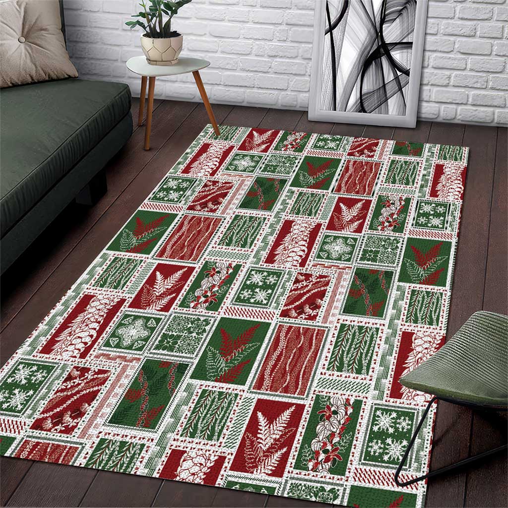 Mele Kalikimaka Hawaiian Quilt and Lei Patchwork Area Rug LT9 Red - Polynesian Pride