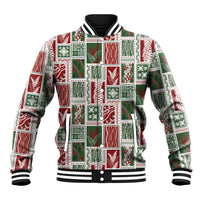 Mele Kalikimaka Hawaiian Quilt and Lei Patchwork Baseball Jacket LT9 Unisex Red - Polynesian Pride